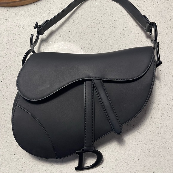 Dior Matte Black Saddle Bag - Picture 2 of 5